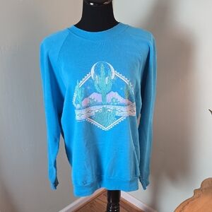 Vintage Oneita Power Sweats Blue Cactus Sweatshirt